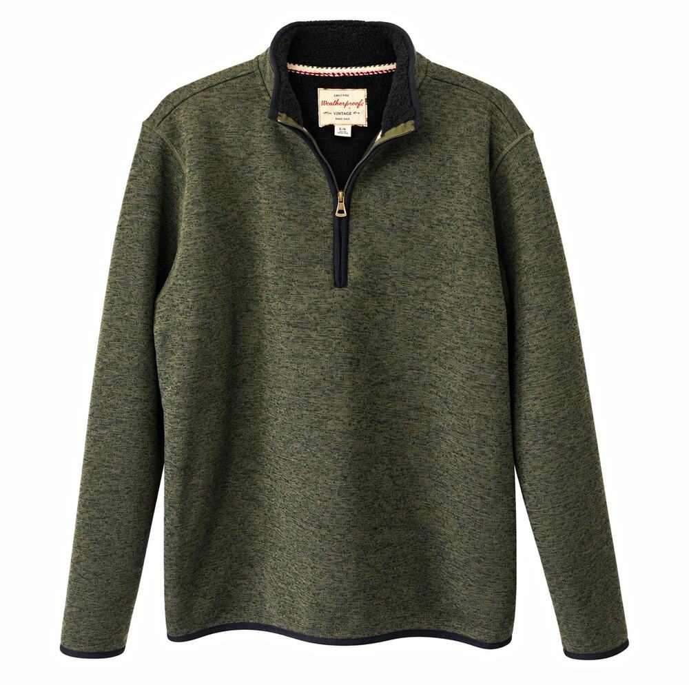 Weatherproof Vintage Men's 1/4 Zip Fleece Pullover Sweatshirt Green L
